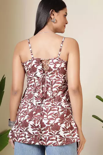 Off white  pure cotton printed tunic for women