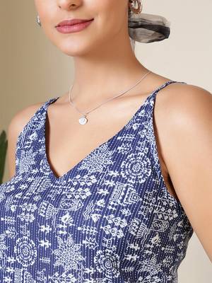 Blue  pure cotton printed tunic for women 3