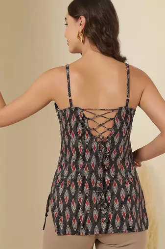 Black  pure cotton printed tunic for women