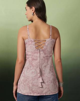 Mauve  pure cotton printed tunic for women 5