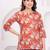 Orange  pure cotton printed tunic for women
