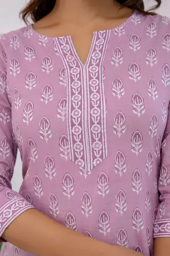Purple  pure cotton printed tunic for women