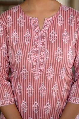 Pink  pure cotton printed tunic for women 2