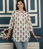 Off white  pure cotton printed tunic for women