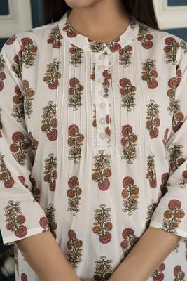 Off white  pure cotton printed tunic for women 3