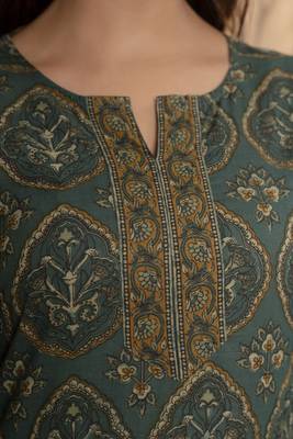 Green  pure cotton printed tunic for women 2