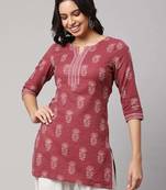 Mauve  pure cotton printed tunic for women