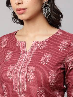 Mauve  pure cotton printed tunic for women 2