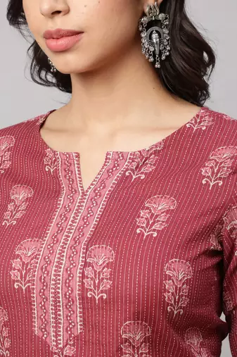 Mauve  pure cotton printed tunic for women
