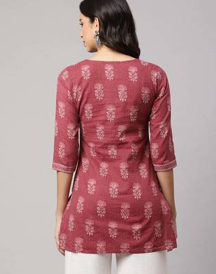 Mauve  pure cotton printed tunic for women 4