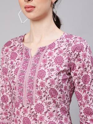 Pink  pure cotton printed tunic for women 3