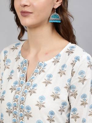 Off white  pure cotton printed tunic for women 2