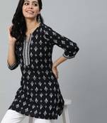 Black  pure cotton printed tunic for women