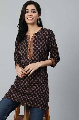 Purple  pure cotton printed tunic for women