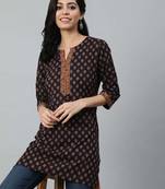 Purple  pure cotton printed tunic for women