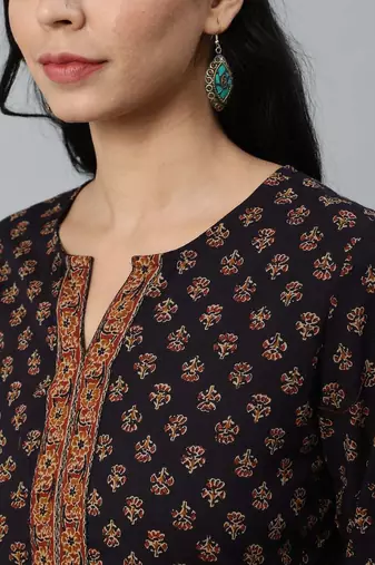 Purple  pure cotton printed tunic for women