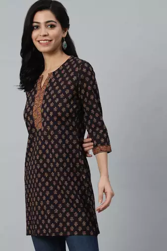 Purple  pure cotton printed tunic for women