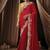 red lustrous satin multi thread embroidery highlighted sequins pearl designer saree