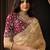 cream organza dual sequins embroidery pearl stone handwork designer saree