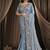 steel blue two tone satin multi sequins pure handwork pearl thread work designer saree
