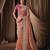 peach zari organza sequins embroidery highlighted pearl crystal shine stone designer saree