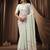 white lustrous satin sequins beads embellished applique work designer saree