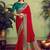 red satin zari rangkat woven beads work designer saree