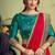 red satin zari rangkat woven beads work designer saree