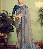 gray tissue zari woven sequence with stone hand work designer saree