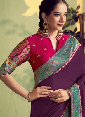 wine banarasi rangkat beads work designer saree 2