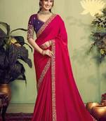 red two tone kora satin sequence with stone hand work designer saree