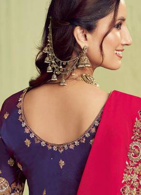 red two tone kora satin sequence with stone hand work designer saree 2