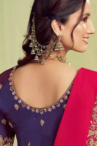 red two tone kora satin sequence with stone hand work designer saree