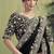 black satin hand work designer saree