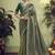 Olive glass tissue hand work designer saree