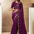 wine satin dual sequins embroidery pearl handwork bandhani digital printed saree