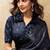 dark blue two tone satin dual sequins embroidery digital printed saree