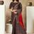 brown two tone satin embellished petal sequins pearl stone handwork bandhani digital printed saree