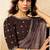 brown two tone satin embellished petal sequins pearl stone handwork bandhani digital printed saree