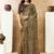cream & black two tone satin dual sequins embroidery highlighted stone work leopard digital print saree