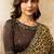 cream & black two tone satin dual sequins embroidery highlighted stone work leopard digital print saree