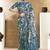 cadet blue two tone satin embroidery stone handwork digital traditional print saree
