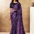 purple two tone satin dual sequins beads embellishment abstract digital print saree