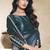 steel blue two tone satin embroidery stone handwork digital print saree