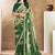 green two tone satin sequins embroidery stone handwork digital print saree