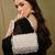 crystal cascade white & silver crystal fringe embellished suede clutch