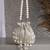 dewdrop fringe silver & ivory embellished faux silk potli