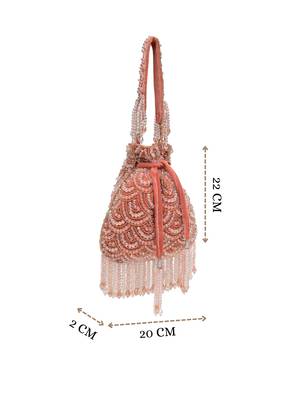 crystal cascade coral pink & gold scalloped embellsihed velvet potli 4