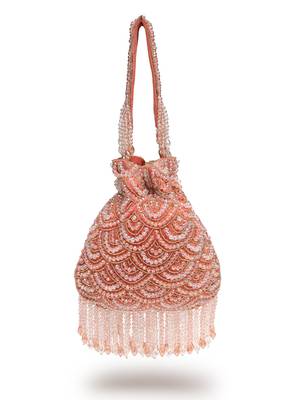 crystal cascade coral pink & gold scalloped embellsihed velvet potli 5