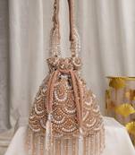 crystal cascade coffee & gold scalloped embellsihed velvet potli